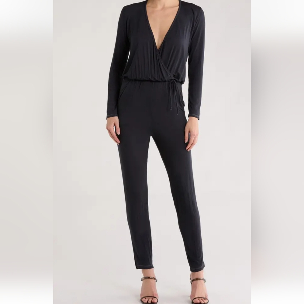 Go Couture Deja Blue V-Neck Jumpsuit, Size S, NWOT